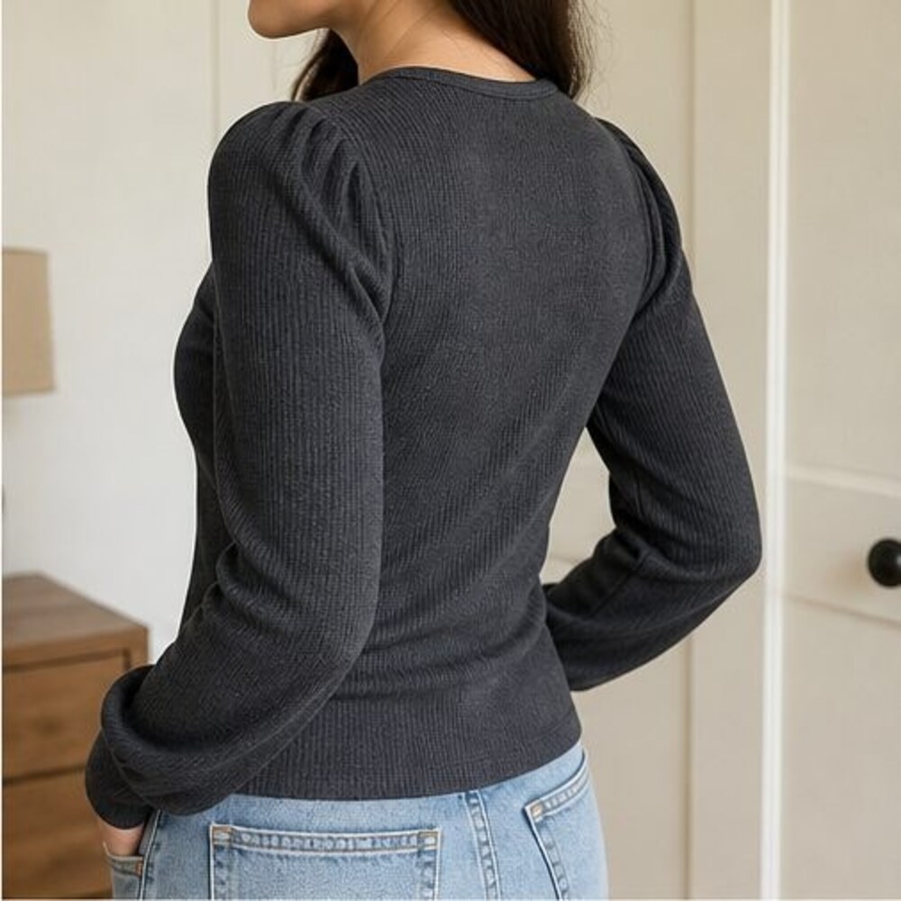Charcoal Ruffle Blouse - Picture 3 of 6